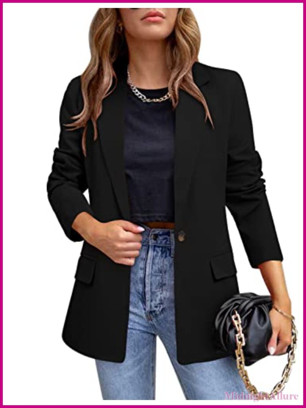 Women's Long Sleeve Open Front Blazer with Pockets